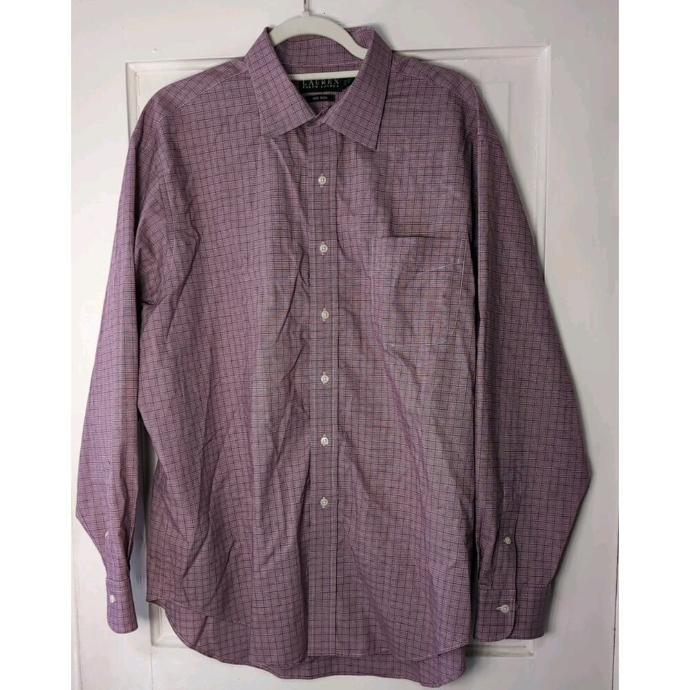 Lauren Ralph Lauren Shirt Men's Long Sleeve Red Square Plaid 17 1/2 34/35(981)
